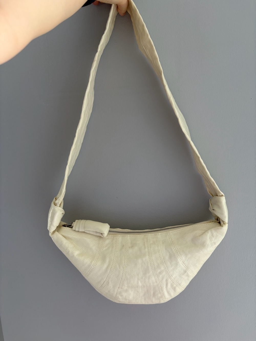 Lemaire Small Croissant Bag in Almond Milk